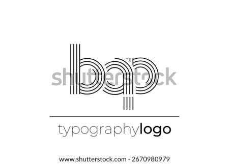 BAP modern geometric typography logo. Modern and stylish composition featuring a monochromatic typography logo illustration designed with intricate lines.