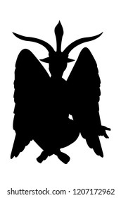 Baphomet black silhouette, isolated on white