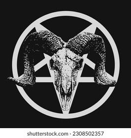 Baphomet Goat Satanic Head with Pentagram