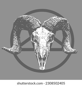 Baphomet Goat Satanic Head with Pentagram