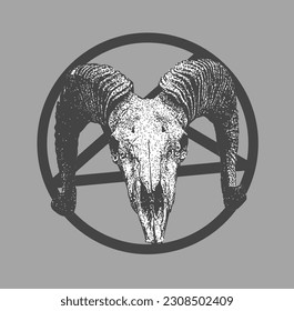 Baphomet Goat Satanic Head with Pentagram