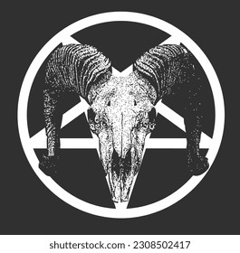 Baphomet Goat Satanic Head with Pentagram