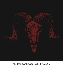 Baphomet Goat Satanic Head with Pentagram