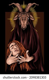 Baphomet con ilustración vectorial de la cabeza