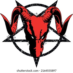 Baphomet pentagram goat skull vector illustration
The pentagram, the sign of Lucifer. The head of a Dragon in a pentagram.