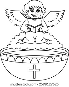 Baptism Angel Base Baptismal Font Isolated 