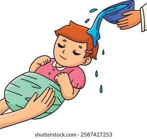 Baptism Baby Being Baptized Cartoon Clipart 