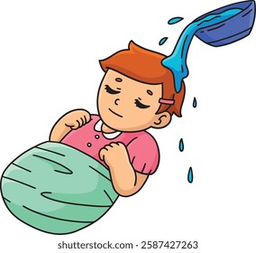 Baptism Baby Being Baptized Cartoon Clipart 