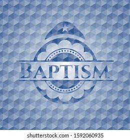 Baptism blue badge with geometric pattern. Vector Illustration. Detailed.