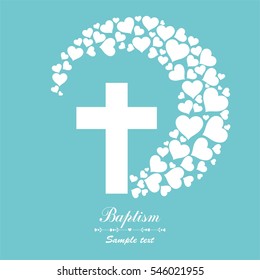 Baptism Card Design. Cross. Christian Symbol. Vector illustration