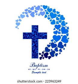 Baptism Card Design. Cross isolated on White background. Christian Symbol. Vector illustration 
