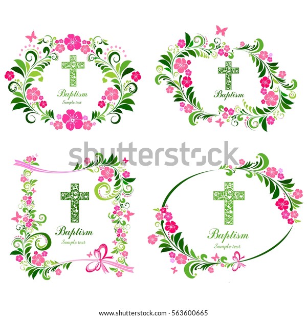 Baptism Card Design Cross Obituary Notice Stock Vector (Royalty Free ...