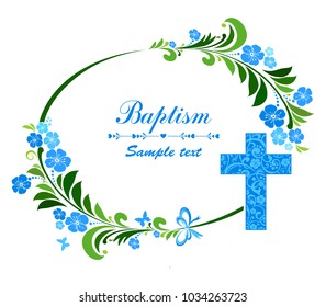 Baptism Card Design with Cross. Vector Illustration