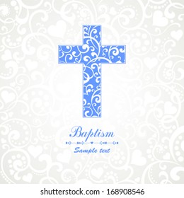 Baptism Card Design with Cross. Vector Illustration