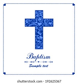 Baptism Card Design with Cross. Vector Illustration