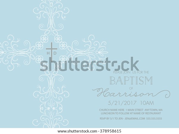 Baptism Christening First Holy Communion Invitation Stock Vector ...