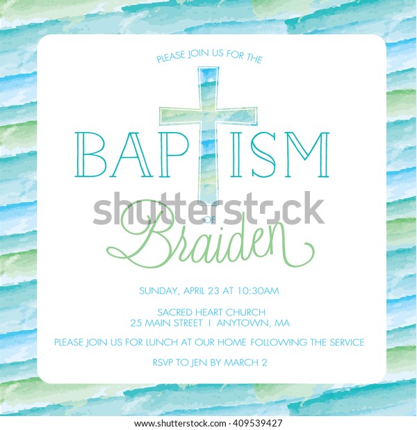 Baptism Christening Invitation Card Invite Template Stock Vector ...