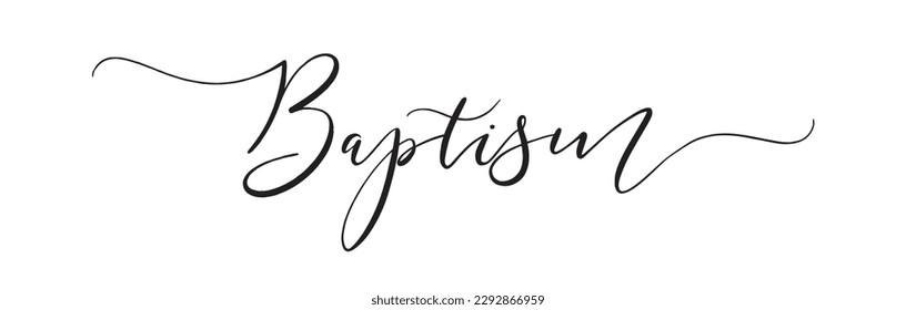 Bautismo. Cita cristiana, religiosa vectorial. Inscripción de tipografía para tarjeta de invitación, afiche, pancarta, camiseta. Diseño con bautismo de icono cristiano. Texto de caligrafía moderna dibujado a mano - bautismo.