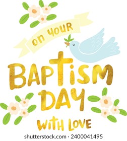 Baptism day greetings card for flyer, invitation