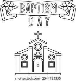Baptism Day Isolated Coloring Page for Kids