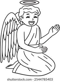 Baptism Guardian Angel Isolated Coloring 