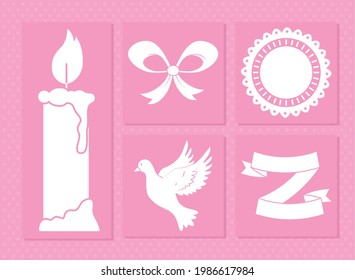 baptism icon set on background