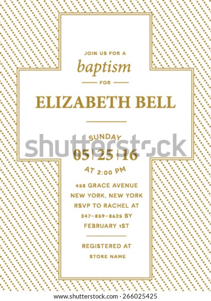 Baptism Invitation Card Design Cross Illustration Stock Vector Royalty   Baptism Invitation Card Design Cross 600w 266025425 