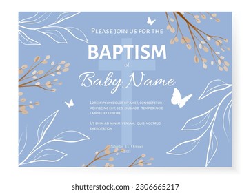 Baptism Invitation Card Design. Invitation Template with Cross. Vector illustration EPS10