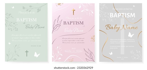 Baptism Invitation Card Design. Invitation Template with Cross. Vector illustration EPS10 svg