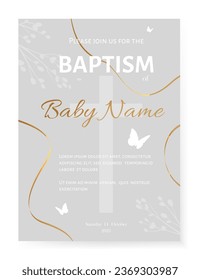 Baptism Invitation Card Design. Invitation Template with Cross. Vector illustration EPS10