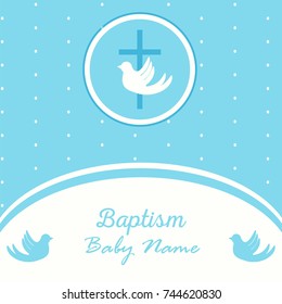 Baptism invitation card template. Stock vector illustration for baby christening ceremony, communion or confirmation