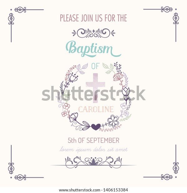 Baptism Invitation Card Vector Baptism Stock Vector (Royalty Free ...