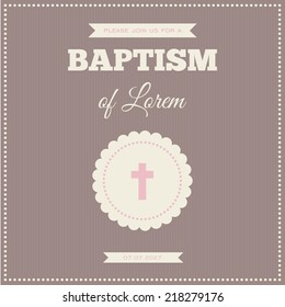 Baptism Invitation Frame Symbol Cross On Stock Vector (Royalty Free ...