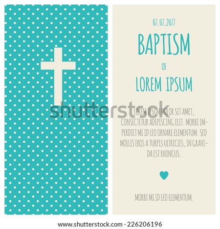 baptism invitation template blue cream colors stock vector royalty
