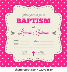 Baptism Invitation Template Bright Pink Gray Stock Vector (Royalty Free ...