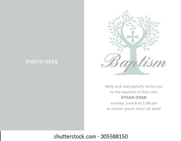 Baptism Invitation Template with place for photo.