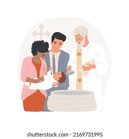 Baptism Isolated Cartoon Vector Illustration. Religious Holy Days, Priest Making Baptism Sacrament In The Church, Catholic Observances And Practices, Traditional Rituals Vector Cartoon.