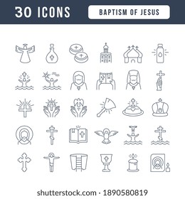 Baptism of Jesus. Collection of perfectly thin icons for web design, app, and the most modern projects. The kit of signs for category Holidays.