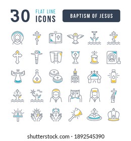 Baptism of Jesus. Collection of perfectly thin icons for web design, app, and the most modern projects. The kit of signs for category Holidays.