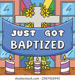 Baptism Just Got Baptized Colored Cartoon 