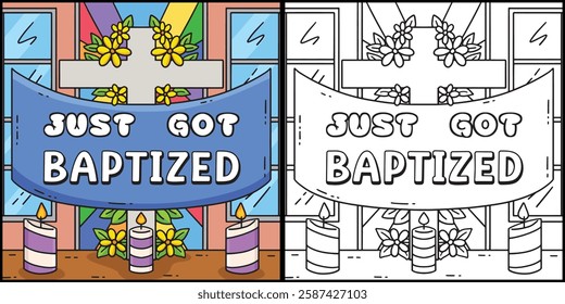 Baptism Just Got Baptized Coloring Illustration 