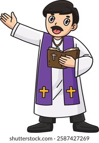 Baptism Priest Cartoon Colored Clipart 