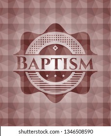 Baptism red emblem with geometric pattern. Seamless.