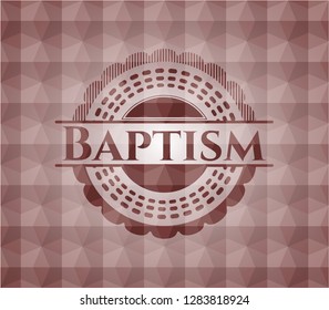 Baptism red polygonal badge. Seamless.