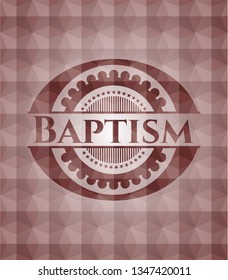 Baptism red seamless polygonal badge.
