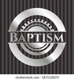 Baptism silver badge or emblem. Vector Illustration. Mosaic. 