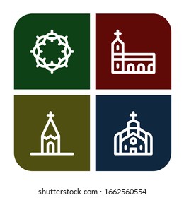 baptism simple icons set. Contains such icons as Crown of thorns, Monastery, Church, can be used for web, mobile and logo
