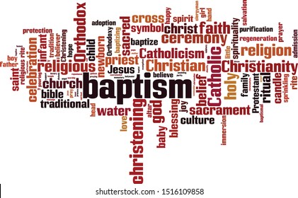 Baptism word cloud concept. Collage made of words about baptism. Vector illustration 