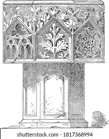 Baptismal font cathedral of Langres (XIII century), From the Dictionary of Word and Things, 1888.