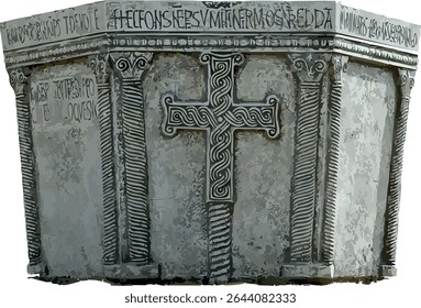 Višeslav baptismal font illustration, Croatian medieval artifact